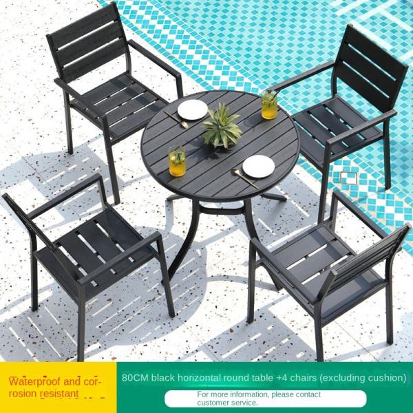 Round Patio Garden Table And Chairs With Aluminium Frame For Restaurant