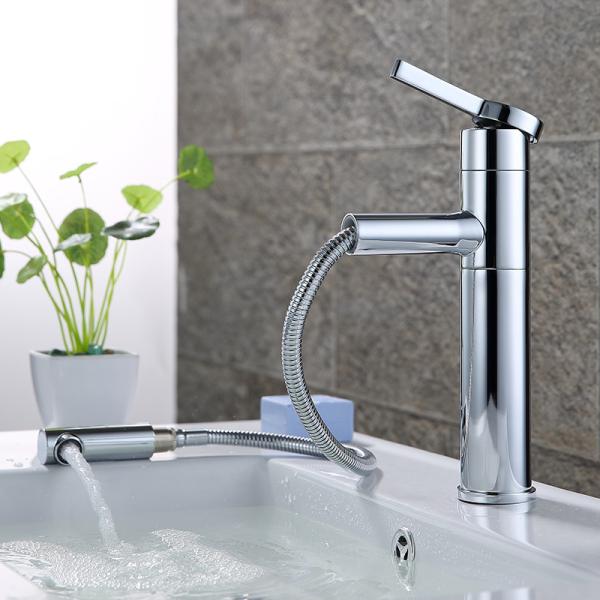 Buy cheap Brass Pull-Out 360°Swivel Single Hole Single Handle Basin Mixer In Chrome from wholesalers