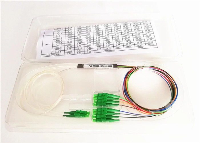 Steel Tube 250μM 2x8 PLC Bare Fiber Optic Cable Splitter