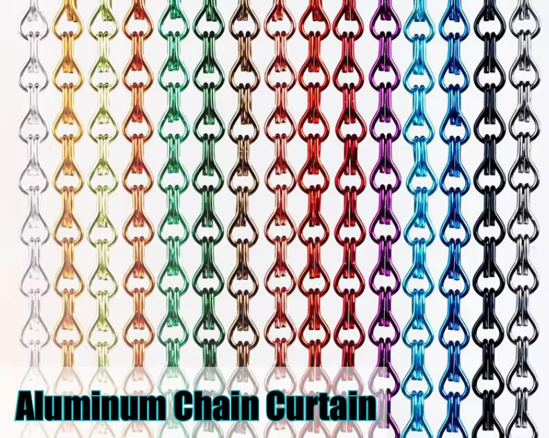 Durability Aluminium Chain Fly Screen With Good Ventilation Custom Curtain Pattern
