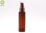 Brown Glass Cosmetic Essential Oil Bottle With Electroplating Brown Plastic Pump