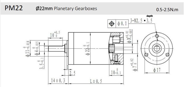 22mm planetary gearbox