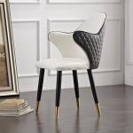 Black Leather Modern Dining Armchair Rust Treatment High Density Foam Filled