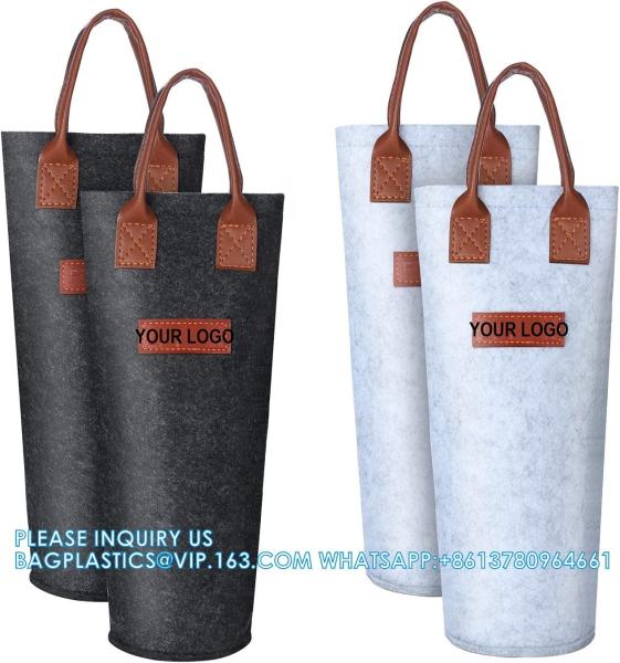 Buy cheap Single Felt Bottle Wine Tote, Bottle Wine Carrier Bag Padded Wine Perfect Wine Lover'S Wedding Gift (White & grey) from wholesalers