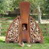 Buy cheap Contemporary Corten Fireplaces Modern Outdoor Metal Chimenea With Storage from wholesalers