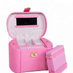 Free gift box jewelry mirror cabinet for jewelry PU leather jewelry storage box