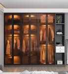 Custom 3D Glass Bedroom Wardrobe Combination Shape Tea Color 2000mm Height