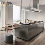 Minimalist Italian Design Stone Top Handles Solid Modern Wood Kitchen Cabinets