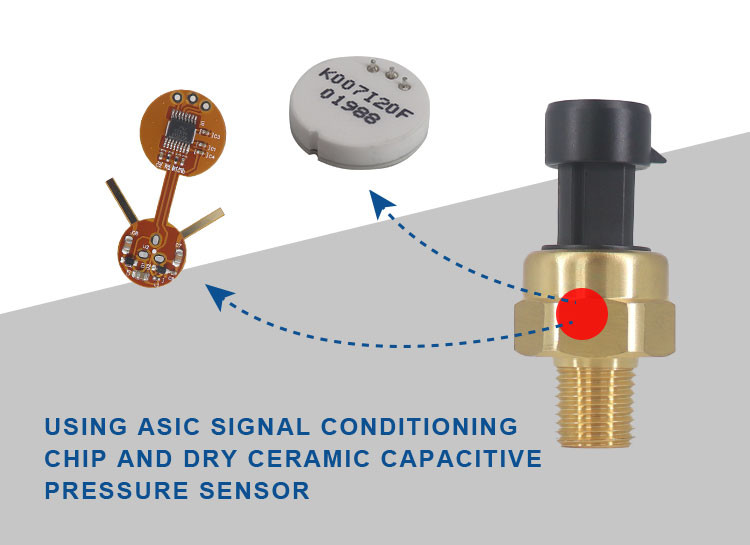 Brass IOT Pressure Sensor , Cable Outlet Capacitance Pressure Transmitter
