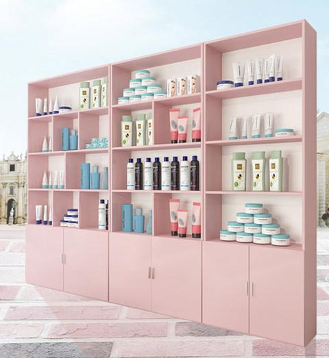 Buy cheap White / Pink Shop Display Cabinets , Commercial Display Cases For Cosmetics Store from wholesalers