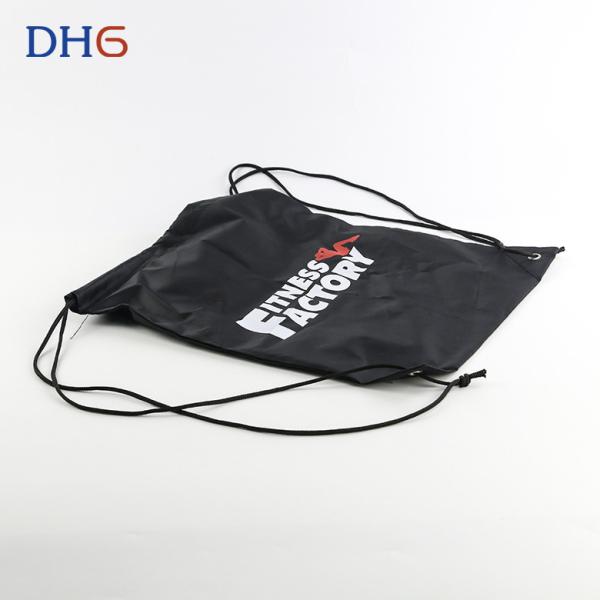 Buy cheap Lightweight Fabric Black Drawstring Backpack Fashionable Bright Elegant Look from wholesalers
