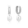 Buy cheap S925 Silver Thick Squared Hoop Freshwater Pearl Drop Earrings OEM from wholesalers