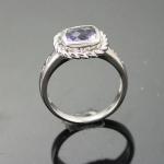 Women Jewelry 925 Silver 7mm Square Blue Cubic Zirconia Ring (JR061）