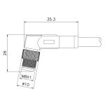 Right Angle Shielded M8 Waterproof Connector 3 Pins Male Molded Cable