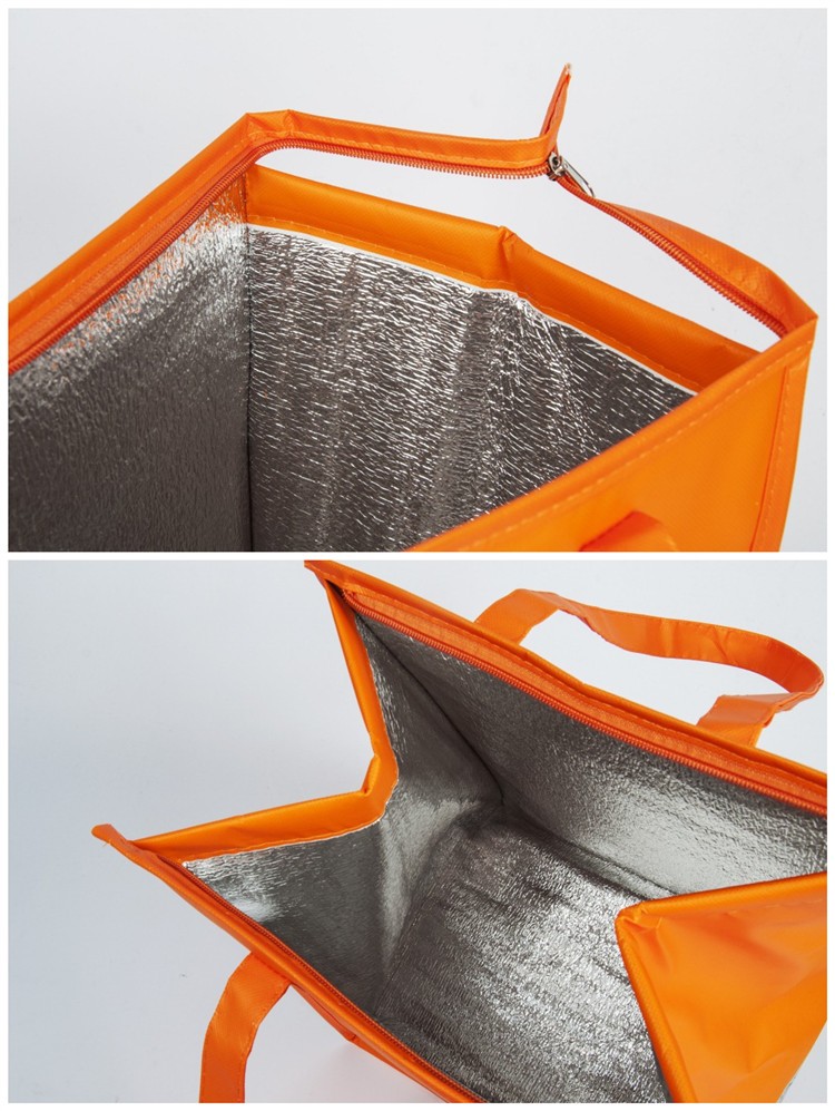 outdoor fitness thermal non woven cooler bag reusable insulated non woven lunch tote thermal food delivery bag