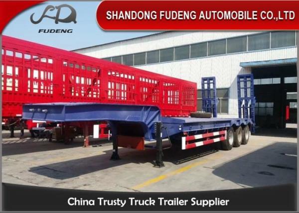 Buy cheap Red 70 Tons Low Bed Semi Trailer Carry Heavy Wheels Loader Lowboy Trailer from wholesalers