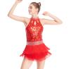 Buy cheap Floral Sequins Tap Costume Mock Neck Dance Dress 3 Rows Fringes Jazz Performance Wear from wholesalers