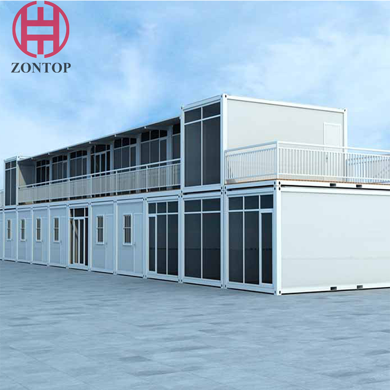 Zontop Low Cost High Quality 20ft Glass Foldable Tiny Folding Install Modern Hotel Two Story Steel Prefab Container H