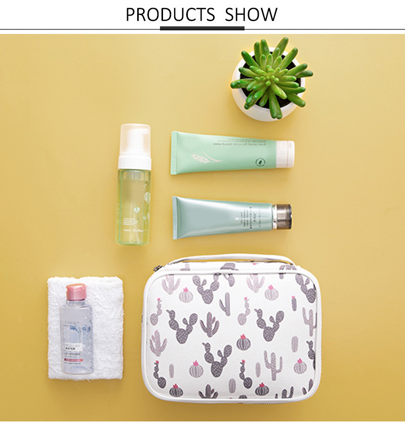 Standard Size Cartoon Printed Toiletry Cosmetic Bag With Handle Waterproof