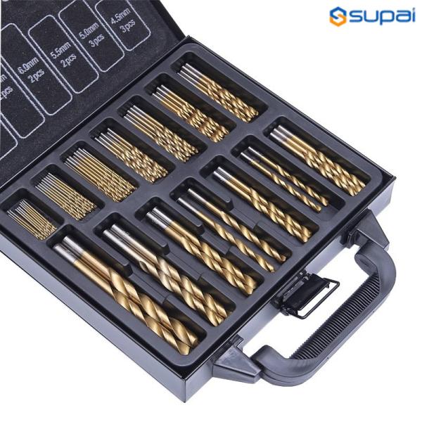 Titanium Plated Twist Drill Plastic Box Set High Speed Steel Straight Handle