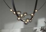 Restaurant Leather Lighting Modern Clearly Glass Shade large Chandelier For Bar