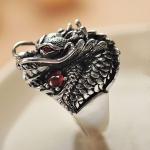 Men's Thailand Sterling Silver Dragon Ring Vintage Jewelry (R121405)