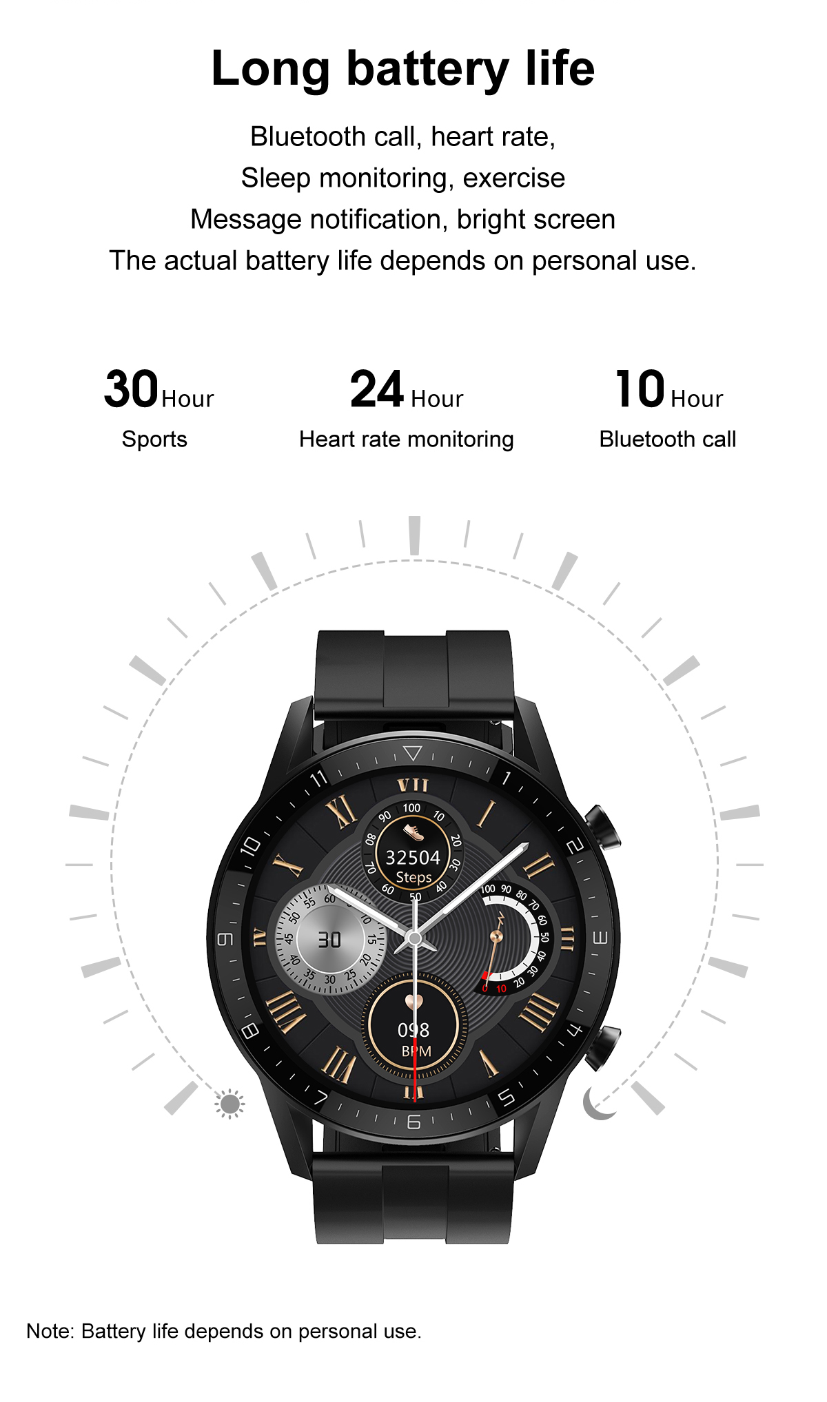 1.3 Inch IP67 Magnetic Wireless Charging Smartwatch 200mAh PK L13 AW9
