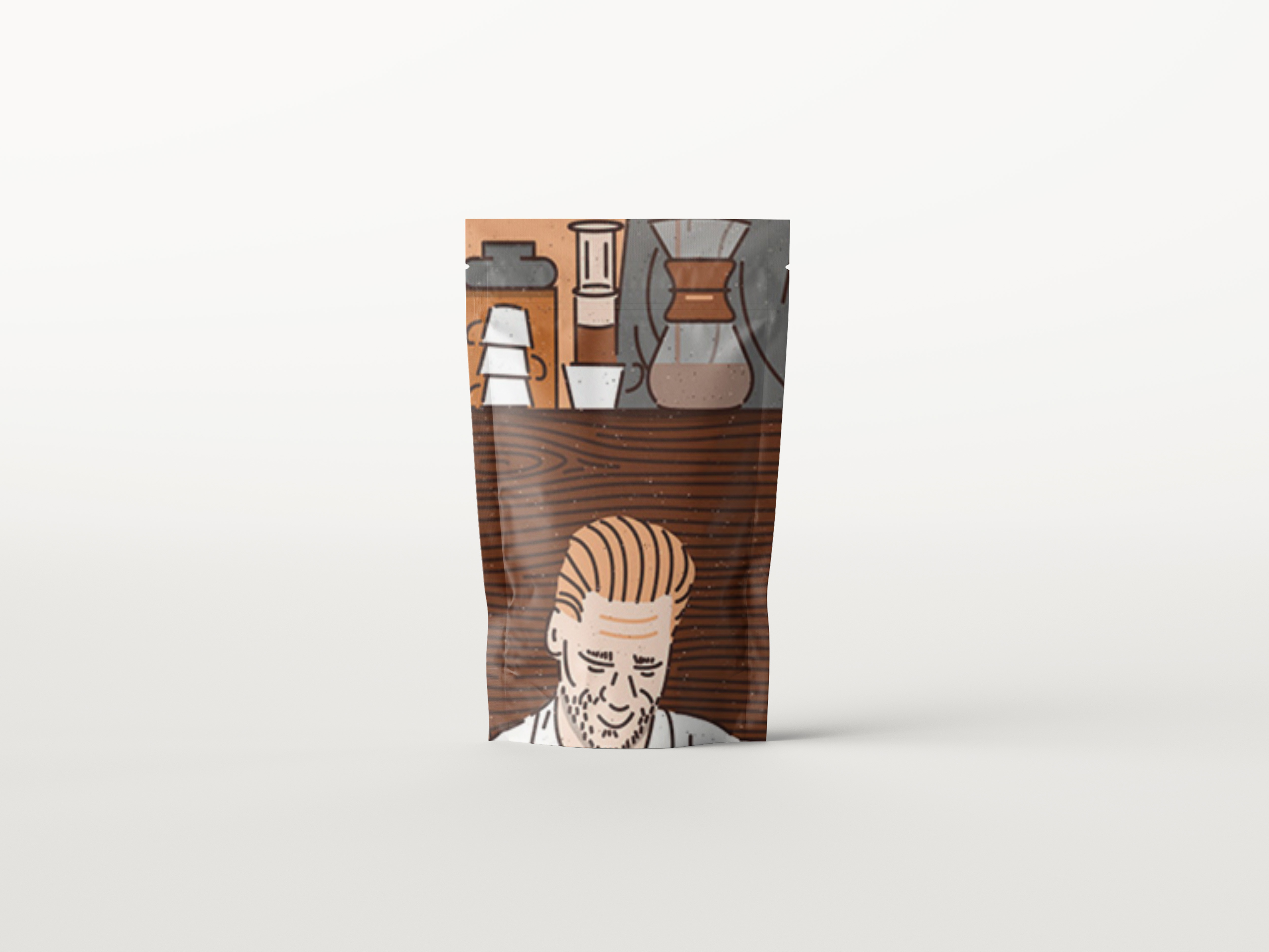 250g Coffee Beans Stand Up Kraft Paper Pouches Gravnre Printing