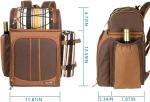 Hap Tim Picnic Backpack Cooler for 4 Person with Insulated Leakproof Cooler Bag,