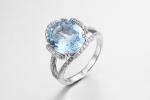 Elegant Blue Gemstone Round Ring For Women Casual / Party Jewelry 925 Silver 2