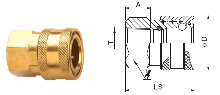 Hydraulic Brass Quick Coupling 1/8 For Non Valved Applications