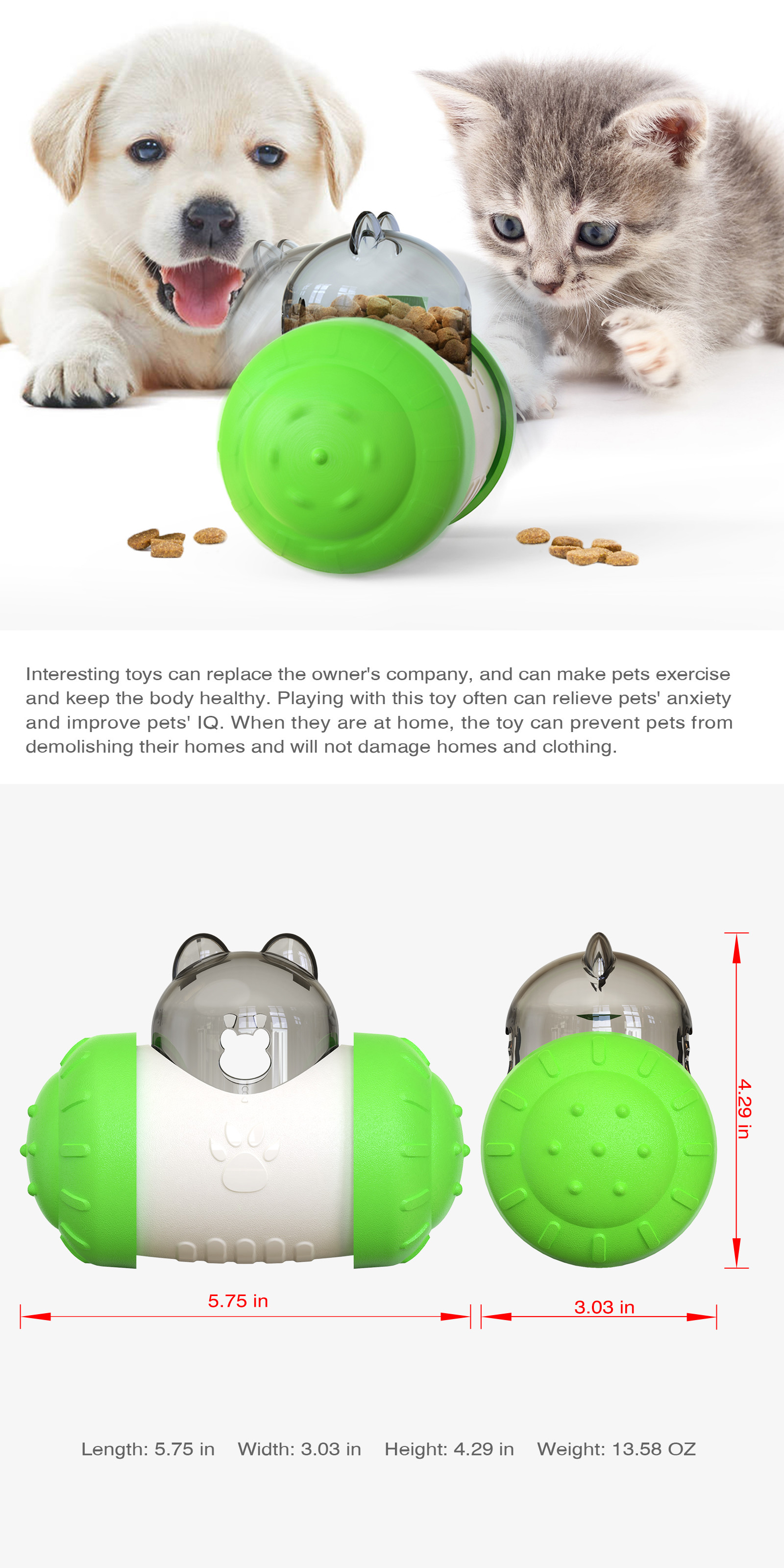 Tumbler Puzzle Slow Food Leaky Football 1kg Pet Dog Toy Without Electric