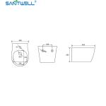 Bathroom WC pan SWJ1031 White Wall Hung Bidet 495*365*295 mm size , Floor