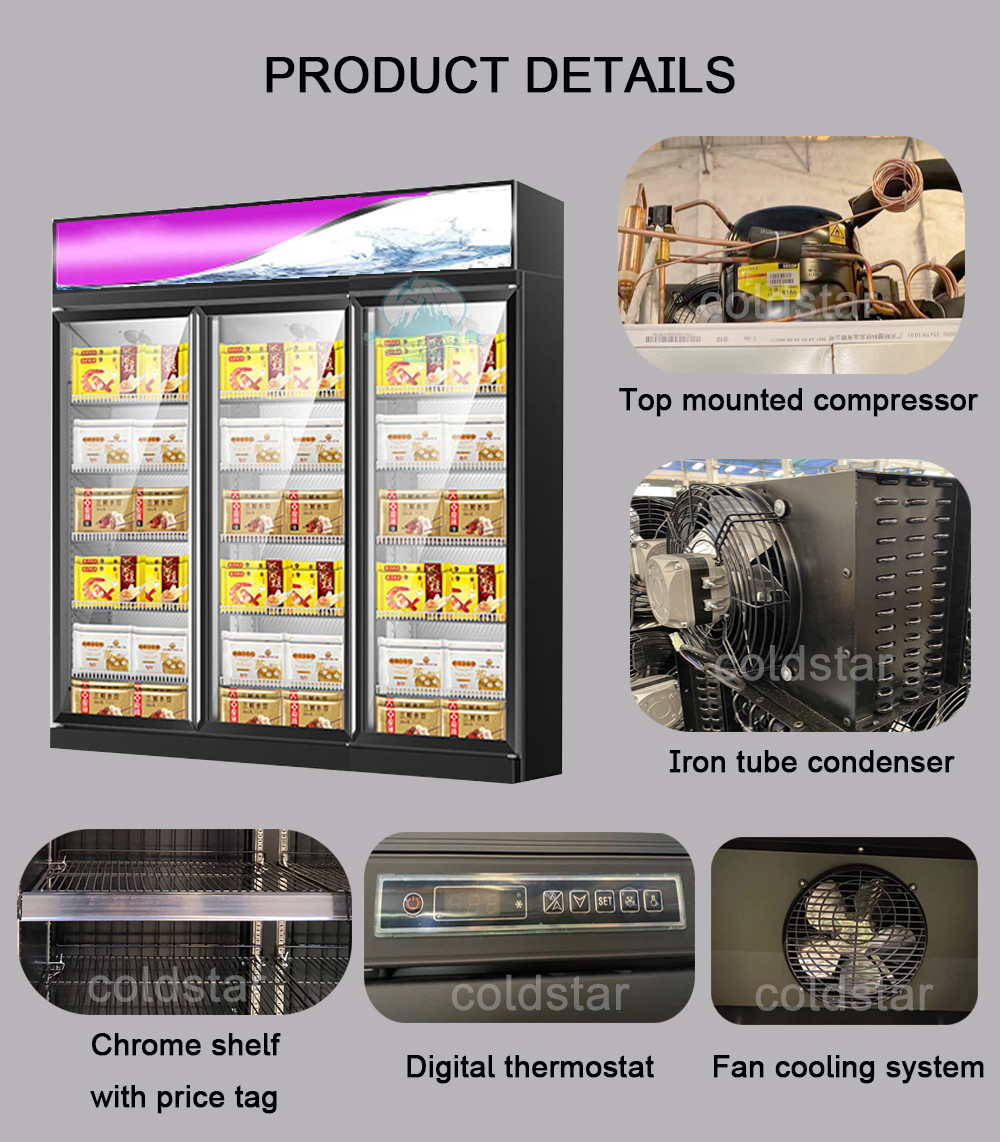 Double Door Vertical Quick Freezing Showcase For Supermarket