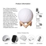 16 Colors 3d Printed Moon Light With Stand / Remote / Touch Control