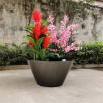 High fashion glossy glazed black big flower pot outdoor round