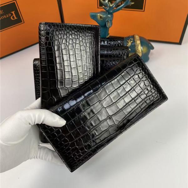 Buy cheap Genuine Crocodile Belly Skin Businessmen Bifold Clutch Purse Wallet Authentic Alligator Leather Male Long Card Holders from wholesalers