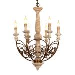 French country chandelier wood Candle Pendant lamp (WH-CI-64)
