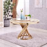 Gold 0.4CBM Stainless Steel Banquet Table 130cm Round Marble Dining Table