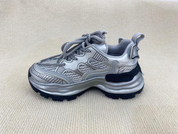 Buy cheap Fashion Comfort Sneakers With Mesh Upper Authentic Leather And Lacing Silver from wholesalers