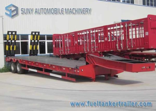 Buy cheap Hydraulic Legs red Flatbed Semi Trailer , 30 T 40 T dual axle trailer from wholesalers