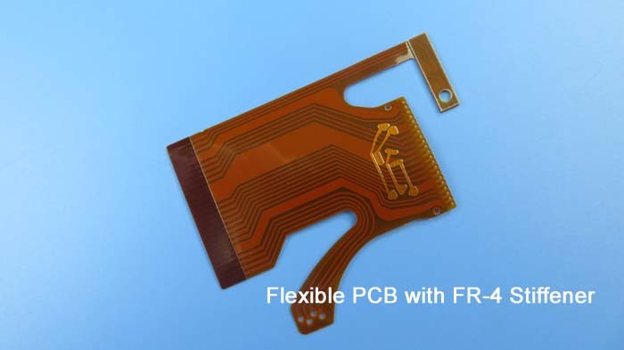 Tin-plated Flexible Printed Circuit Board FPCB with FR-4 Stiffener and yellow coverlay for LCD Module