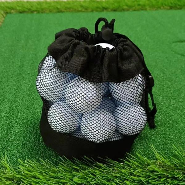 Polyester Sports Drawstring Bag Mesh Pocket Net Pouch For Storage Golf Tennis