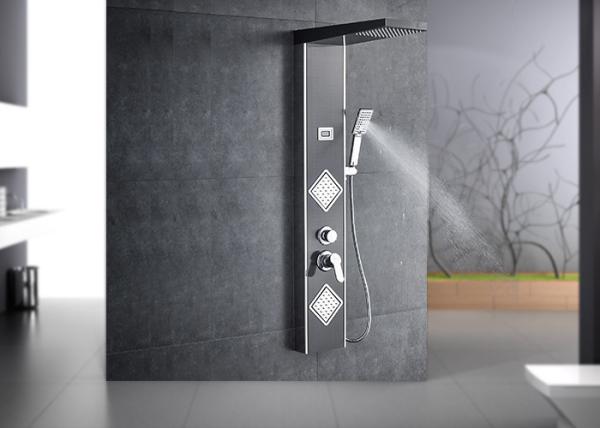 Buy cheap Luxury Black Brushed LED Shower Panel ROVATE With Hand Shower Temp Screen from wholesalers