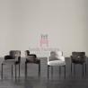 Buy cheap OEM Upholstered Fabric Dining Chair With Armrests In Metal Frame from wholesalers