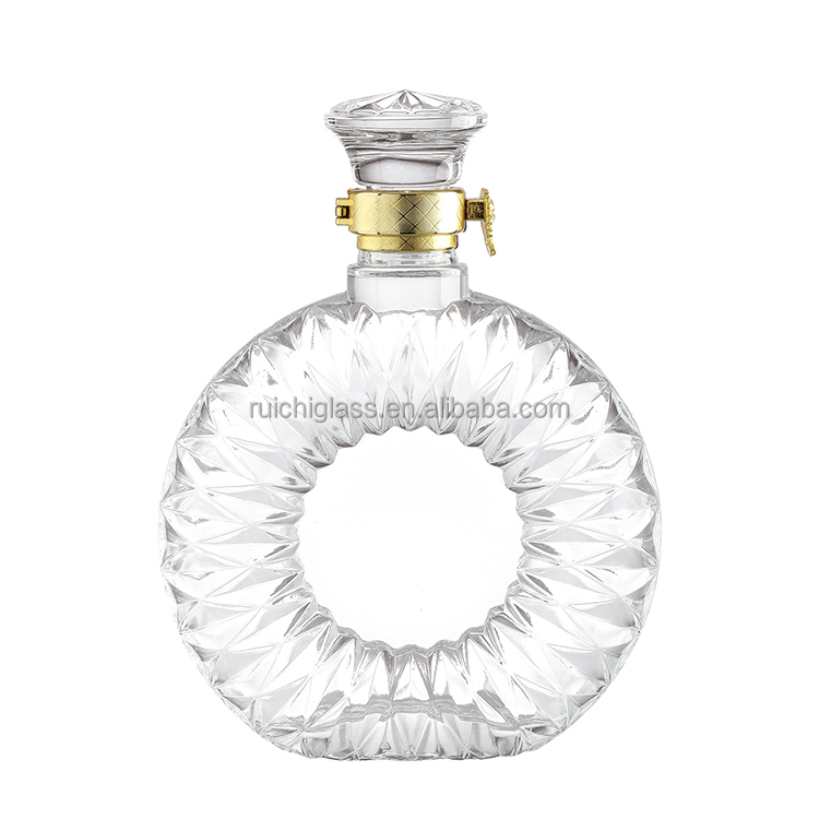 Collar Material Aluminum Plastic PP 500ml 750ml Empty Vodka Whiskey Wine Glass Bottle