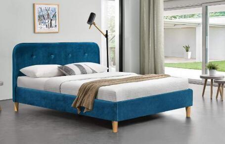 Buy cheap Brilliant Blue Fabric Upholstered Bed Frame With Headboard Wholesale Bed Manufacturers from wholesalers