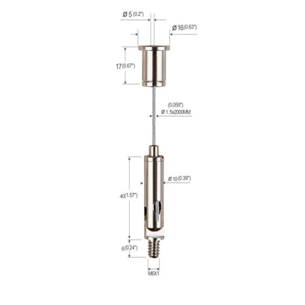 Buy cheap Nickel Plated Brass PVC Coated Ceiling Hanging System With M6 Male Thread YW86013 from wholesalers