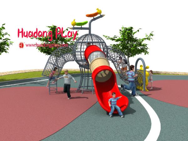 Middle Kids Climbing Play Equipment Like Big Soccer Ball Limit Excited