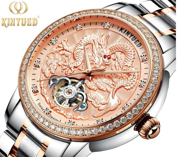 KINYUED watches men wrist Automatic Mechanical Movement stainless steel band